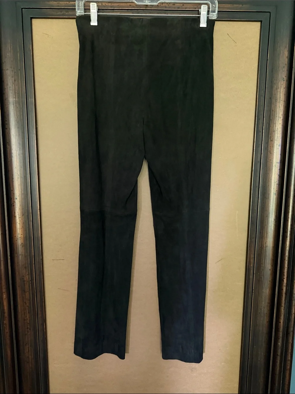 Vince Stretch Suede Cropped Pants in Dark Brown